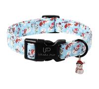 UP URARA PUP Christmas Snowman Dog Collar - Xmas Dog Collars with Cute Snowman Patterns - Soft, Adjustable, Ideal for Winter Holidays M