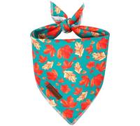 UP URARA PUP Fall Dog Bandana - Green Maple Leaf Triangle Scarf for Small Medium Large Dogs, Soft Cotton Pet Bib for Autumn Thanksgiving, Adjustable Dog Kerchief for Seasonal Outings