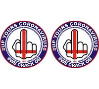UP Yours CORONAVIRUS CAR Sticker Decal with Churchill Quote - Middle Finger England Flag Also for laptops, Tablets etc (Small (You get 2 Small Stickers))