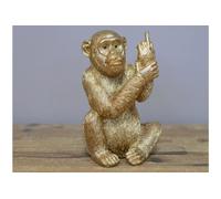 Up Yours Monkey Ornament Gold Finish 12cm Rude Cheeky Chimpanzee Resin Statuette Novelty Figure