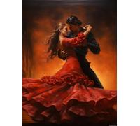 UPABLUNSO Flamenco Dancing Couple 5D Diamond Art Painting for Adults Full Drill Round Diamond Paint by Number Kits for Beginners Gems Cross Stitch for Wall Decor 12x16 inch