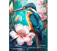 UPABLUNSO Kingfisher on The Lilies Diamond Painting Kit for Adult, DIY Full Drill Diamond Art for Beginner, 5D Diamond Dots Kits Painting Crafts for Home Decor 12x16inch