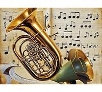 UPABLUNSO Tuba Music Note Instrument Diamond Art DIY Kits Stitch Diamond Painting Paint by Diamonds 5D Full Round Drill Rhinestone Art for Beginners Home Living Room Bedroom Decor 12x16 Inch