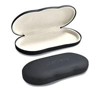 UpaClaire Clip-on Glasses Case Slim Hard Shell Ultra-light Retro Flat Glasses Storage Box Compression Resistant Black Medium 2 Pcs