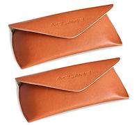 UpaClaire Clip-on Glasses Case Slim Hard Shell Ultra-light Retro Flat Glasses Storage Box Compression Resistant Black, Yellow 2 Pcs, Large