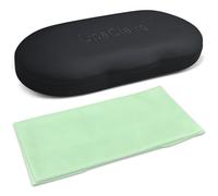 UpaClaire Clip-on Glasses Case Slim Hard Shell Ultra-light Retro Flat Glasses Storage Box Compression Resistant Black, Black and Green, Medium