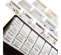 UPAFEXXI-Leather Bible Tabs, Bible Tabs for Women and Men(Gold Foil Lettering) Large Print Stickers, Easy to Read and Apply, 80 Chapters Labels for Easy Navigation (White Gold Floral