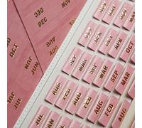 UPAFEXXI-Leather Monthly Tabs, 48 Pcs Planner Tabs, Calendar Month Stickers for Planners, Organizing and Sorting Out Notebooks(Pink)