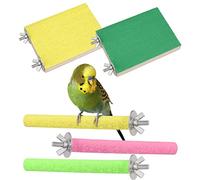 upain 5 Pack Parrot Budgie Perch, Natural Wood Bird Scrub Perch Platform and Paw Grinding Stick Bird Cage Toys Accessories for Small Parakeets Cockatiels Budgies Parakeet Lovebird