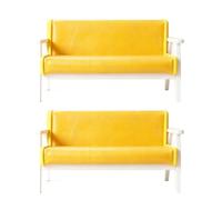 UPALDHOU 1:12 Scale Miniature PU Leather Sofa Set of 2 (Yellow Double Sofa) | dollhouse seating furniture 6.7x6.2x11.5cm integrated armrest backrest profile foam maintains shape under display
