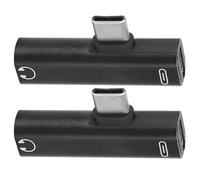 UPALDHOU 3.5 Mm Adapter on a 3.5 Mm Cable in Portable Aluminum Alloy Charger for Motorcycle z Lemax - 2pcs 2 in 1 Type to, (Black)