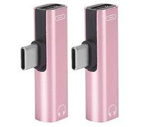 UPALDHOU 3.5 Mm Adapter on a 3.5 Mm Cable in Portable Aluminum Alloy Charger for Motorcycle z Lemax - 2pcs 2 in 1 Type to, (Pink)