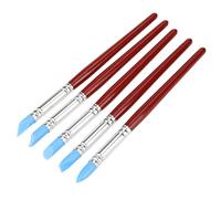 UPALDHOU 5pcs Rubber Tip Paint Tool, Wood Silicone Convenient Clay Shaping and Carving Tool for Pottery and Sculpture Art