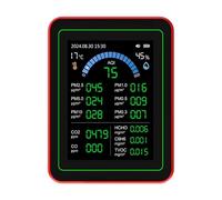 UPALDHOU Air Quality Monitor with 2.8in HD Screen Real Time 13 Data Points for Home Indoor CO2 HCHO TVOC PM Detection, Type C Charging 2000mAh Battery ABS Material Black