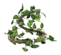 UPALDHOU Artificial Vines Flexible Jungle Vine, Premium Bendable Branch for Reptiles, 3.28ft Climbing Decor for Lizards, Frogs, Snakes (Rattan + green radish leaves)