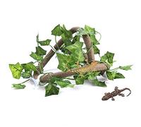 UPALDHOU Artificial Vines Flexible Jungle Vine, Premium Bendable Branch for Reptiles, 3.28ft Climbing Decor for Lizards, Frogs, Snakes (Rattan + ivy leaves)