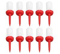 UPALDHOU Brush Tees Plastic Tees Brush 10pcs Low Resistance More Distance Consistent Height for Driver Training with Durable Plastic Material (Red and white hair)