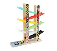 UPALDHOU Car Ramp Toys Race Track Motor Skills Toy for Kids with 6 Ramps Parking Lot Educational Wooden Vehicle Playset for Toddlers