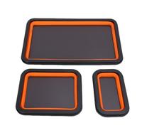 UPALDHOU Collapsible Magnetic Parts Tray Set Strong Magnetic Storage Organizer for Screws Nuts Bolts Mechanic Tool 3Pcs for Garage Workshop