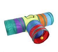 UPALDHOU Colorful Cat 3 Way Tunnel Interactive Tube with Play Ball - Collapsible Cat Tunnel for Fun and Exercise - Ideal for, Kittens, and Small Pets Colorful Three Ways 31.5x9.8x11.8in