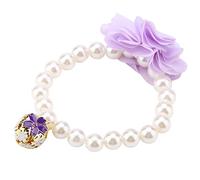 UPALDHOU Durable Dog Pet Pearl Collar Elastic Necklace, Smooth Surface, Easy to Wear, Ideal for Daily Wear, Festival or Party, Suitable for Small Pets Like Cat, Dog, Puppy (Purple)