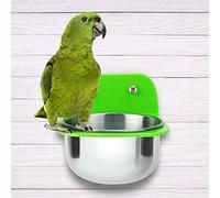 UPALDHOU Durable Portable Bird Pet Feeding Bowl Cup, Easy to Assemble and Carry, Prevents Food Waste, Convenient for Pet Owners, Hangable Design (little green)