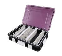 UPALDHOU Fishing Lure Hook Tackle Box, Squid Jig Hook Storage Container ABS Plastics Transparent Lid Squid Bait Lure Organizer for Sea Fishing (Pinkish)