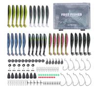 UPALDHOU Fishing Lures Kit, Fishing Tackle Box Complete Gear Set with Soft Baits Hooks Weights for Freshwater Saltwater