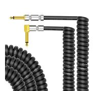 UPALDHOU Guitar Patch Cable 1/4 Inch Straight to Right Angle Instrument Cable 22AWG Oxygen Free Copper 99% Shielding PU Jacket with Special Curly Design Guitar Cord Lead Signal