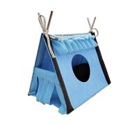 UPALDHOU Hamster Tunnel Tent Toy with Door Curtain and Privacy Hole, for Guinea Pig, Rabbit, Rat, Material: Felt (Blue)