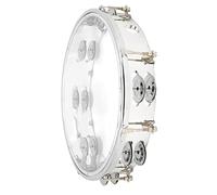 UPALDHOU Handheld Tambourine Hand Held Jingle 10in Adjustable Double Row Tambourine with Bell Pieces Securely Fixed for Party Performance Karaoke (Transparent)