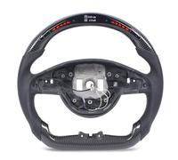 UPALDHOU Led Steering Wheel Carbon Fiber Flat Bottom Racing Design | Perforated Leather, Glossy 3K Carbon Fiber, 20 Color Shift Lights, 500 to 9900 RPM, AMG Line Fitment Only