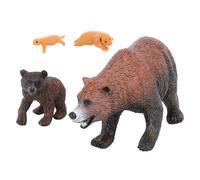UPALDHOU Lifelike Brown Bear Model Set Realistic Bear Growth Cycle Toy Educational Animal Stages with 4Pcs PVC Figures for School Home Learning