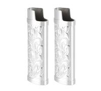 UPALDHOU Lighter Flower Pattern for Elegant Protection, Lighter Vintage Cover for Outdoor Lovers, 2 Pcs (Silver)