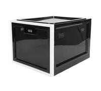 UPALDHOU Lockable Food Storage Cabinet Locking Storage Locking of Sustainable Plastic, 3 -Digit Combined Code - for Home Safety (Black and White Frame)