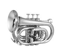 UPALDHOU Mini Size Design B Flat Pocket Trumpet, Standard Bb Trumpet with Excellent Tone for Students, Beginners, Professional Players, Made of Brass Material with