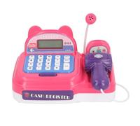 UPALDHOU Multifunction Microphone Cash Register Toy, Interactive Experience, Sensory Scan, Automatic Cash Box Checkout Set for Boys Girls Toddlers, Pretend Plays Calculator Register (Roseate)