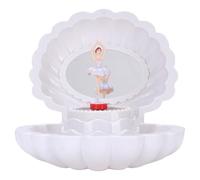 UPALDHOU Musical Jewelry Box for Girls with 8 Melodies Dancing Girl Colorful Lights Seashell Design Storage (White)