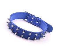 UPALDHOU Punk Style Rivet Studded Dog Collar for Medium to Large Dogs, Durable PU Leather Spiked Pet Collar for Fashionable Pups (Blue)