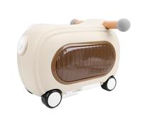 UPALDHOU Ride On Luggage, 20L Toddler Rolling Suitcase with Wheels Music Lights, Multi Modes Anti Tipping Over, for Travel Kids Toddlers (Beige)