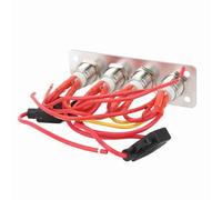 UPALDHOU RV Switch Panel, Stainless Steel Aluminum 4 Gang Rocker Switch Panel, 12V DC 16A Blue LED On Off Control with Dual 15A Fuse Holders for RV Marine Boat Truck Trailer