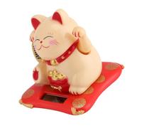 UPALDHOU Smiling Waving Cat Solar Powered Cute Cat Home Display for Good Luck and Business Success, Car Decor (Yellow)