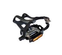 UPANBIKE Bicycle Pedals with Toe Clip and Straps 9/16 Inch Aluminum Alloy Metal Three in One Mountain Bike Pedals Flat Platform with Reflector for Road Bike MTB