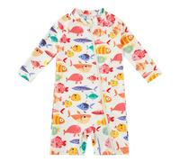 upandfast Baby All in One Swim Suit UPF 50+ Baby Swimsuit with Full Zipper(18-24 Months,Yellow Fish)