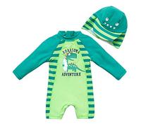 upandfast Baby Boy Swimsuit UPF 50+ Sun Protection Long Sleeve One Piece Zip Swimwear (Dinosaur, 6-9 Months)