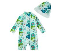 upandfast Baby Boy Swimsuit UPF 50+ Sun Protection One Piece Zipper Bathing Suit with Sun Hat Infant/Toddler Swimwear (Green Shark, 3-6 Months)