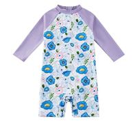 upandfast Baby Girls Swimsuit with Snap Bottom UPF 50+ Sun Protection Infant/Toddler One Piece Swimwear (Blue Flower, 9-12 Months)