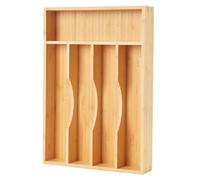 Upassion Bamboo Kitchen Drawer Organizer, 9 Inch Silverware Utensil Holder for Samll Drawer, Narrow Silverware Organizer for Cutlery Knives
