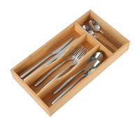 Upassion Bamboo Silverware Organizer, 4 Compartments Narrow Drawer Organizer, Natural Kitchen Utensil Organizer