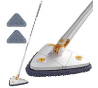 Upattend Triangle Mop, 360° Rotatable Adjustable Cleaning Mop, Self-Wringing Cleaning Mops with Extendable Long Handle & 6 Washable Pads, Multi-Surface Microfiber Mops for Bathroom, Kitchen (White)